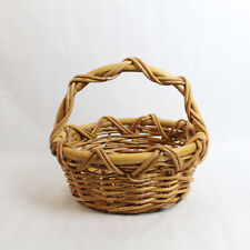 Decorative Wooden Basket Round Centerpiece Single Handle Easter Home Decor picture