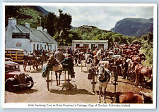 Killarney Ireland Postcard Irish Jaunting Cars at Kate Kearney's Cottage c1960's picture