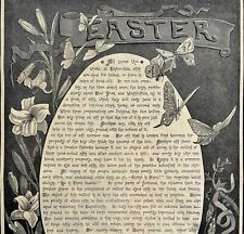 Easter Woodcut Poem 1885 Victorian XL Full Page Art Spring Holiday DWII1 picture