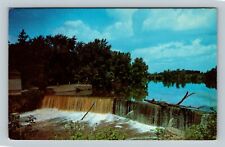 Racine Wisconsin, Old Mill Dam Waterfall, Wisconsin Vintage Postcard picture