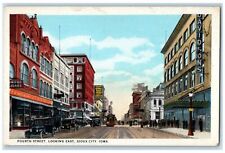 c1920's Fourth Street Sioux City Classic Cars Trolley Buildings Iowa IA Postcard picture
