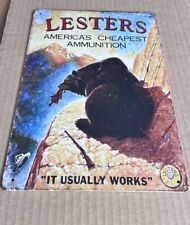 LESTERS AMMO TIN SIGN AMMUNITION FUNNY NOVELTY BEAR HUNTING SHOTGUN SHELL 1.00  picture