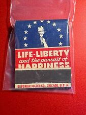 MATCHBOOK - LIFE-LIBERTY & THE PURSUIT OF HAPPINESS - BUY WAR BONDS - UNSTRUCK picture
