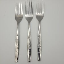VTG Oneida Accord Stainless Double Sided Rose Floral Dinner Forks, Set of 3 picture