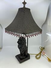 Vintage Sculpted Bronze Lion Table Lamp And Lamp Shade Decor Hollywood Regency ￼ picture