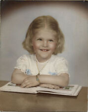 Antique Color Photo - 1950's -Cute Little Girl With Book-Wearing Bracelet picture