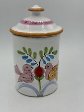 Beautiful Vintage Italian Hand Painted Ceramic Canister With Lid (Made In Italy) picture