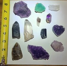 Lot Of 12 Mixed Mineral Specimens Quartz Amethyst Fluorite &More Collector Grade picture