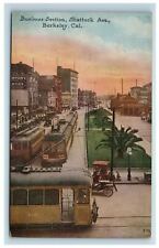 Shattuck Ave Berkeley CA Postcard Business Section Electric Trains Trolleys picture