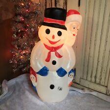 Vintage Christmas Blow Mold Snowman with Friends Lighted Union New Old Stock 30” picture