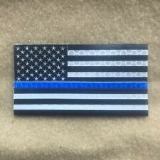 US Stars & Stripes Thin Blue Line Reflective Mono IR Style Morale Patch for Bags picture