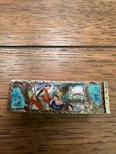 Antique Beautiful Enamel And 800 Silver Italian Lipstick Holder Compact picture