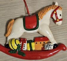 VINTAGE Polymer Clay Rocking Horse Gifts Handpainted Christmas Ornament picture