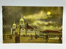 c 1910 ATLANTIC CITY NJ Moonlight STEEL PIER Unused Postcard Antique picture