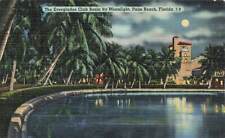 c1940s Everglades Club Basin Night Scene Linen Palm Beach Florida FL P363 picture