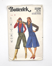 Butterick 5529 Flared Straight Leg Culottes Oval Neck Vest Waist 24 Bust 31.5 picture