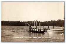 c1910's Dr. Sargent Girls Camp Rowboat Team Peterborough NH RPPC Photo Postcard picture