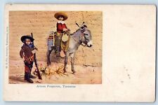 Tombstone Arizona Postcard Prospectors Kids Donkey Exterior View c1905 Vintage picture