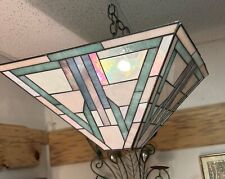 Stained Slag Glass Lamp Mission Frank Lloyd Wright Style Shade Large Pastels picture