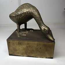 Brass Goose Large On Stand Trophy Vintage RARE picture