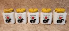 Vintage Mckee Tipp City Milk Glass Poppy Ginger Spice Shakers Mustard Cloves etc picture