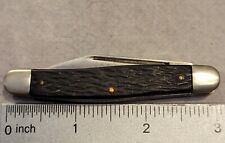Camco Knife Made In USA By Camillus Medium Stockman Black Jigged Handles Vintage picture