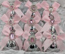 Silver Glass Pink Jeweled Shabby Victorian Barbie Christmas Ornaments Lot Set 9 picture