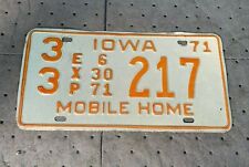 1971 Fayette County Vintage Iowa Mobile Home License Plate 33-217 picture