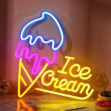 Ice Cream Neon Sign Ice Cream Shaped LED Signs Yellow Blue Pink Light up Sign US picture