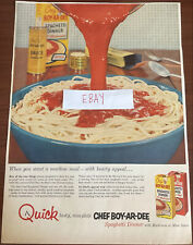 1955 VTG Chef-boy-ar-dee Spaghetti Dinner In Carton Sauce Meat Or Mushrooms Ad picture