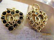 DIOR 2 ZIP PULL   24X20MM gold tone,  CRYSTALS THIS IS FOR 2 heart picture
