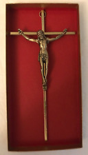 Vintage INRI Bronze Wall Crucifix Cross Jesus Christ  LO 510 Bronze  10 Inches picture