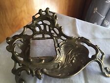 Ornate Footed Vintage Brass Inkwell Stand with Lid picture