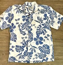 Vintage Avanti Hawaiian Aloha Shirt Blue White Mens Large Hawaii USA 🇺🇸 picture