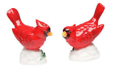 Virginia Red Perched Bird Cardinals Salt and Pepper Shakers Ceramic picture