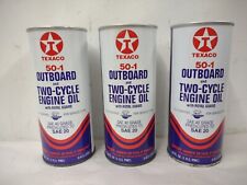 3 Vintage Texaco 50-1 Outboard Motor Oil Cans Full NOS Chainsaw Snowmobile Can picture