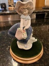 Lladro Porcelain Figurine Pretty Pickings #5222 Girl With Basket Of Flowers picture