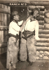 1911 2 COWBOYS IN CHAPS GUNS RANCH NO 3 STUDIO PROP MINN MN RPPC POSTCARD P153 picture
