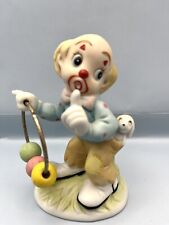 Lefton Clown Figurine w/ Hoop & Puppy Dog 1984 Porcelain Ceramic Figurine picture