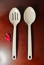 2 Vintage Ultratemp Spoons Slotted Solid White Robinson Plastic 2115 2102 USA picture