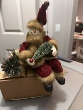 VINTAGE SNOWMAN DRESSED IN SANTA SUITE WITH CHRISTMAS DECOR picture