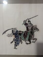 Framed Chinese Parchment Art Piece Depicting A Battle Scene  picture