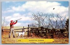 Hiawatha Kansas Pheasant Hunting Dog Scenic Countryside Chrome Postcard picture