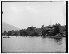 Bath house and bathers, Silver Bay, Lake George, New York c1900 OLD PHOTO picture