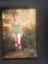 35mm Slide Aug 1978 Hot Babe Green Swimsuit Boots Sexy, Hot Lady, Weird picture