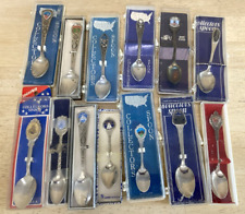 Vintage Souvenir Collector Spoons Silver Plate Stainless Pewter LOT OF 13 picture