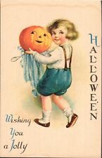 Postcard Halloween Ellen Clapsaddle Wolf 21 Wishing You a Jolly Halloween C-1910 picture