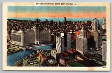 Skyline North East Chicago Illinois linen Postcard picture
