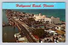 Hollywood Beach FL-Florida Aerial City View Intracoastal c1973 Vintage Postcard picture