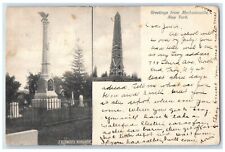 1905 Greetings From Mechanicville NY, Ellsworth Schuylerville Monument Postcard picture